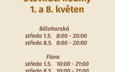 Na 1. máje máme otevřeno
